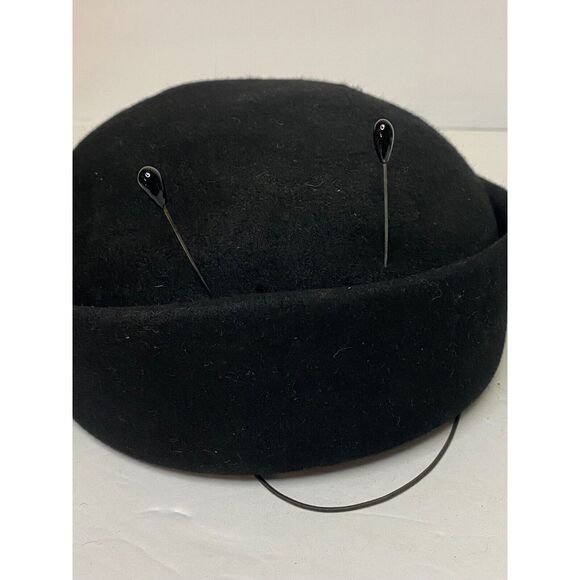 Vtg Norman Durana Womens Rhinestone Pillbox Hat‎ Black One Size - Picture 4 of 13